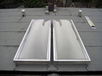 Cabbagetown Toronto flat roof, sloped roof and skylights project
